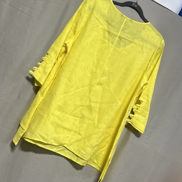 Ali Miles linen yellow tunic top / Size L / Box 5-35 - Picture 7 of 8
